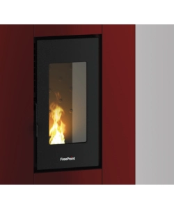 STUFA A PELLET SLIM ERMETICA FREEPOINT "ATRIUM" BORDEAUX 5,2 KW