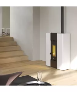 STUFA A PELLET SLIM ERMETICA FREEPOINT "ROXY" BIANCO 7 KW
