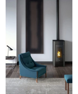 STUFA A PELLET CANALIZZATA ERMETICA FREEPOINT "INDACO" ANTRACITE 10,5 KW