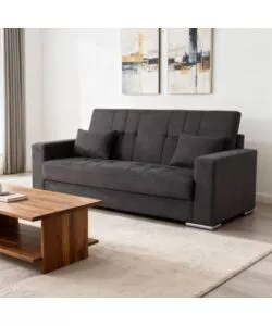 DIVANO LETTO "PADOVA" 3 POSTI TESSUTO GRIGIO, 230X93X97 CM