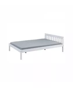 LETTO MATRIMONIALE IN LEGNO DI PINO MASSELLO BIANCO 140X200 CM