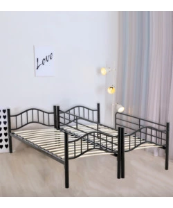 LETTO A CASTELLO BELLAHOME "BERNA"  SCOMPONIBILE IN 2 LETTI SINGOLI IN FERRO NERO 203X83X145,5 CM
