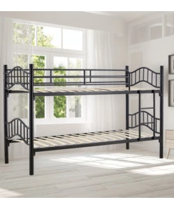 LETTO A CASTELLO BELLAHOME "BERNA"  SCOMPONIBILE IN 2 LETTI SINGOLI IN FERRO NERO 203X83X145,5 CM