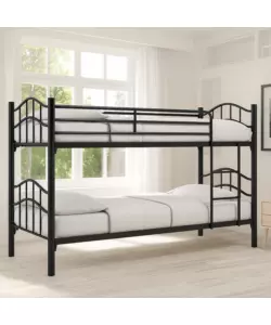 LETTO A CASTELLO BELLAHOME "BERNA"  SCOMPONIBILE IN 2 LETTI SINGOLI IN FERRO NERO 203X83X145,5 CM