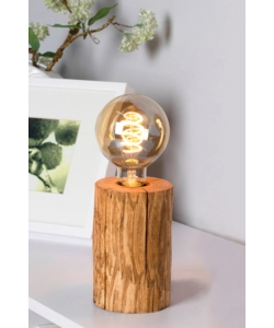 LUMETTO "TRABO" CON BASE IN PINO H15 CM, E27