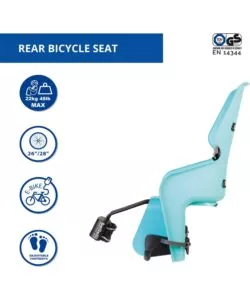 SEGGIOLINO POSTERIORE PER BICICLETTA BELLELLI "LOTUS" SKY BLUE, PORTATA MASSIMA 22 KG