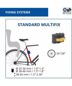 SEGGIOLINO POSTERIORE PER BICICLETTA BELLELLI "LITTLE DUCK" DARK GREY, PORTATA MASSIMA 22 KG