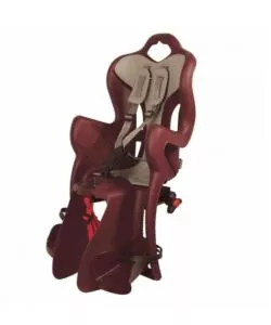 SEGGIOLINO PER BICI POSTERIORE BELLELLI "B-ONE" ATTACCO AL PORTAPACCHI CON CUSCINO ROSSO, PORTATA MASSIMA 22 KG