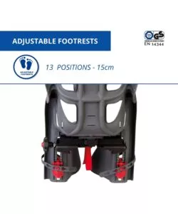 SEGGIOLINO POSTERIORE GRIGIO SCURO E ROSSO PER BICICLETTA PER BAMBINI, MAX. 22 KG, DA 3 A 8 ANNI - SI FISSA AL PORTAPACCHI