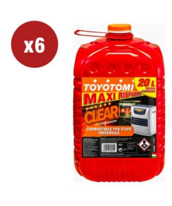 6 TANICHE DA 20 LITRI DI COMBUSTIBILE LIQUIDO "TOYOTOMI CLEAR" - TOTALE DI 120 LITRI