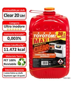 6 TANICHE DA 20 LITRI DI COMBUSTIBILE LIQUIDO "TOYOTOMI CLEAR" - TOTALE DI 120 LITRI