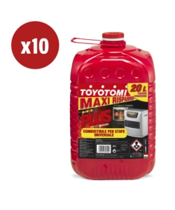 10 TANICHE DA 20 LITRI DI COMBUSTIBILE LIQUIDO "TOYOTOMI PLUS" - TOTALE DI 200 LITRI