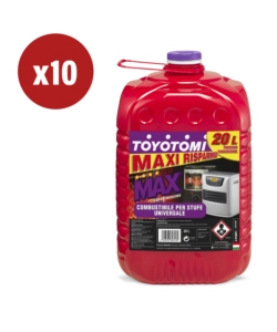 10 TANICHE DA 20 LITRI DI COMBUSTIBILE LIQUIDO "TOYOTOMI MAX" - TOTALE DI 200 LITRI