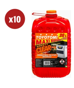 10 TANICHE DA 20 LITRI DI COMBUSTIBILE LIQUIDO "TOYOTOMI CLEAR" - TOTALE DI 200 LITRI