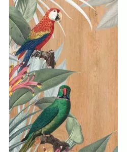 QUADRO IN LEGNO "RED & GREEN PARROT", 47X67 CM