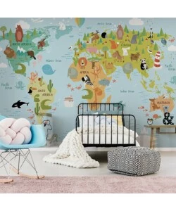 FOTOMURALE ADESIVO "KIDS MAP" IN PVC, 312X280 CM