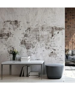 FOTOMURALE ADESIVO "GROUNGE MAP" IN PVC, 416X280 CM
