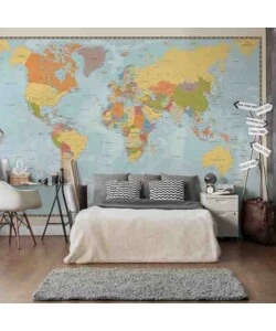 FOTOMURALE ADESIVO "MAPPA POLITICA" IN PVC, 416X280 CM