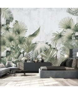 FOTOMURALE ADESIVO "WOOD&LEAVES" IN PVC, 416X280 CM