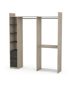CABINA ARMADIO ANGOLARE "SWING" GRIGIO E QUERCIA, 199X43X218 CM