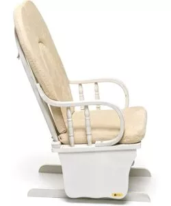 POLTRONA DONDOLO OSCILLANTE DA ALLATTAMENTO "DOUGLAS" LEGNO MASSELLO BIANCO E CUSCINO AVORIO, 68X50X107 CM