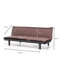DIVANO LETTO "TWIST" 3 POSTI MARRONE, 184X75X68 CM