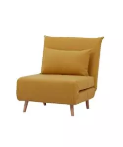 POLTRONA LETTO "DREAM" IN TESSUTO COLOR SENAPE, 82X90X84 CM