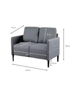 DIVANO 2 POSTI "POKER" BLU JEANS, 135X81X90 CM