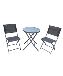 SET DA GIARDINO PIEGHEVOLE EUROGARDEN "AZALEA"  GRIGIO 2 SEDUTE E TAVOLINO