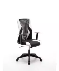 SEDIA DA GAMING BIANCA E NERA, 54X62X95 CM
