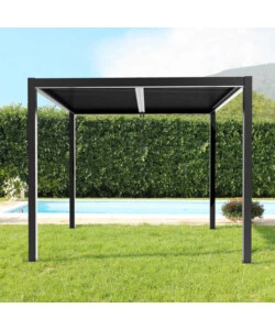 GAZEBO PERGOLA BIOCLIMATICA DA ESTERNO ELICA GARDEN GRIGIO SCURO IN ALLUMINIO - 3X3X2,5 M