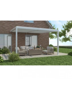 GAZEBO PERGOLA BIOCLIMATICA DA ESTERNO ADDOSSATA ELICA GARDEN BIANCO IN ALLUMINIO - 3X4 M