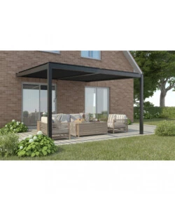 GAZEBO PERGOLA BIOCLIMATICA DA ESTERNO ADDOSSATA ELICA GARDEN ANTRACITE IN ALLUMINIO - 4X4 M