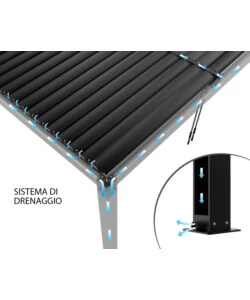 GAZEBO PERGOLA BIOCLIMATICA DA ESTERNO ADDOSSATA ELICA GARDEN ANTRACITE IN ALLUMINIO - 4X4 M