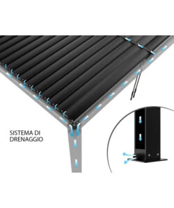 GAZEBO PERGOLA BIOCLIMATICA DA ESTERNO ELICA GARDEN ANTRACITE IN ALLUMINIO, CON LED E COPERTURA MOTORIZZATA - 3X4X2,5 M