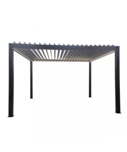 GAZEBO PERGOLA BIOCLIMATICA DA ESTERNO ELICA GARDEN ANTRACITE IN ALLUMINIO, CON LED E COPERTURA MOTORIZZATA - 3X4X2,5 M