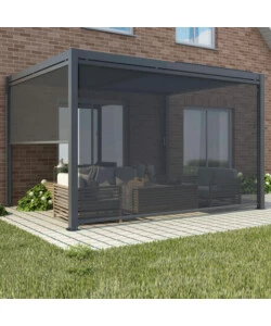 PANNELLO LATERALE PER GAZEBO PERGOLA BIOCLIMATICA DA ESTERNO ELICA GARDEN ANTRACITE, 4X4 MT