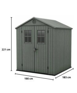 CASETTA DA GIARDINO KETER "DARWIN 6x6" IN EVOTECH+ COLORE VERDE CON PORTA BATTENTE DOPPIA 190X183X221 CM