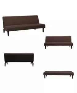 DIVANO LETTO "OLIVER" IN TESSUTO MARRONE, 180X93X77 CM