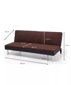 DIVANO LETTO "OLIVER" IN TESSUTO MARRONE, 180X93X77 CM