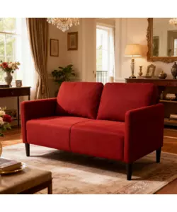 DIVANO 2 POSTI "POKER" TESSUTO ROSSO 135X81X90 CM