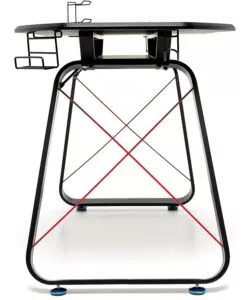 SCRIVANIA GAMING NERA CON PORTA CUFFIE E BICCHIERE, 145X65X89CM