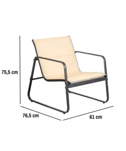 SET DA GIARDINO EUROGARDEN "MAGNOLIA" IN ACCIAIO E TEXTILENE BEIGE 4 SEDUTE E TAVOLINO