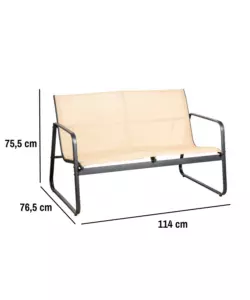 SET DA GIARDINO EUROGARDEN "MAGNOLIA" IN ACCIAIO E TEXTILENE BEIGE 4 SEDUTE E TAVOLINO