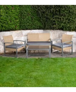 SET DA GIARDINO EUROGARDEN "IRIS" MIELE 4 SEDUTE E TAVOLINO
