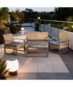 SET DA GIARDINO EUROGARDEN "IRIS" MIELE 4 SEDUTE E TAVOLINO