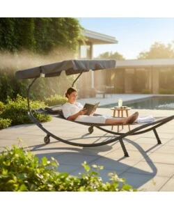 LETTINO AMACA DA ESTERNO CON TETTUCCIO EUROGARDEN GRIGIO 200X110X110 CM