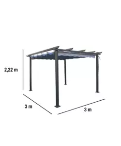 GAZEBO PERGOLA DA ESTERNO EUROGARDEN "DAIANA" IN ACCIAIO GRIGIO 3X3 M