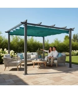 GAZEBO PERGOLA DA ESTERNO EUROGARDEN "DAIANA" IN ACCIAIO VERDE 3X3 M
