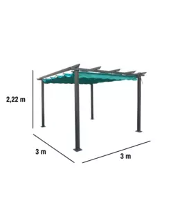 GAZEBO PERGOLA DA ESTERNO EUROGARDEN "DAIANA" IN ACCIAIO VERDE 3X3 M